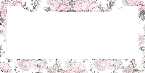 Swono Watercolor Floral License Plate Frame Pink Flowers Roses and Leaves on White License Plate Cover Aluminum Metal License Plate Holder Frame for Women Men Auto Decoration for US Car/Truck in Kuwait