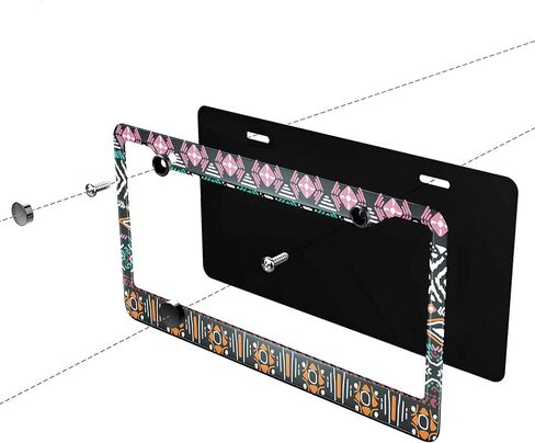 Swono Watercolor Floral License Plate Frame Pink Flowers Roses and Leaves on White License Plate Cover Aluminum Metal License Plate Holder Frame for Women Men Auto Decoration for US Car/Truck in Kuwait