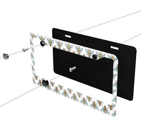 Swono Watercolor Floral License Plate Frame Pink Flowers Roses and Leaves on White License Plate Cover Aluminum Metal License Plate Holder Frame for Women Men Auto Decoration for US Car/Truck in Kuwait