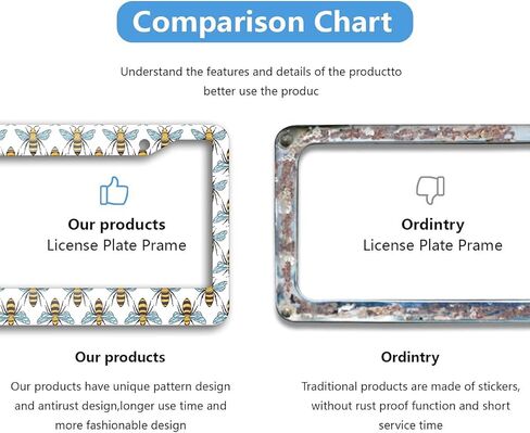 Swono Watercolor Floral License Plate Frame Pink Flowers Roses and Leaves on White License Plate Cover Aluminum Metal License Plate Holder Frame for Women Men Auto Decoration for US Car/Truck in Kuwait