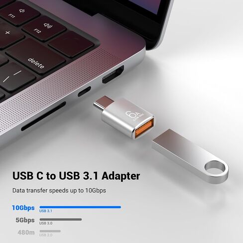 10 Pack 10Gbps/120W USB C to USB3.1 Adapter,Black Type C Male to USB Female Adapter for Smartphone, PC, Laptop, Tablet, Keyboard etc. in Saudi Arabia