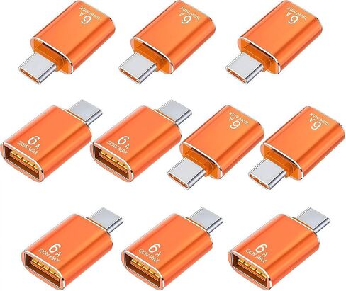 10 Pack 10Gbps/120W USB C to USB3.1 Adapter,Black Type C Male to USB Female Adapter for Smartphone, PC, Laptop, Tablet, Keyboard etc. in Saudi Arabia
