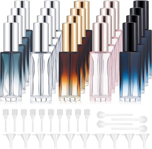 Domensi 20 Pcs 10ml Perfume Travel Refillable Bottles Glass Spray Bottle Perfume Atomizer for Cologne Dispenser Leak-proof Fragrance Bottles Atomizer Pump Bottle Kit(Assorted Colors,4.7 x 0.67 in) in Saudi Arabia
