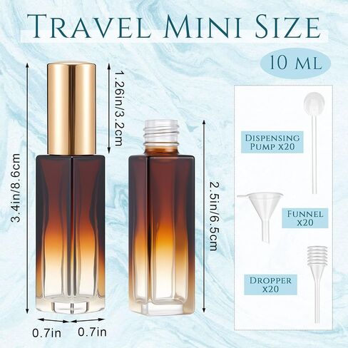 Domensi 20 Pcs 10ml Perfume Travel Refillable Bottles Glass Spray Bottle Perfume Atomizer for Cologne Dispenser Leak-proof Fragrance Bottles Atomizer Pump Bottle Kit(Assorted Colors,4.7 x 0.67 in) in Saudi Arabia