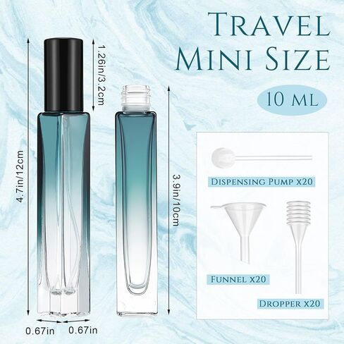 Domensi 20 Pcs 10ml Perfume Travel Refillable Bottles Glass Spray Bottle Perfume Atomizer for Cologne Dispenser Leak-proof Fragrance Bottles Atomizer Pump Bottle Kit(Assorted Colors,4.7 x 0.67 in) in Saudi Arabia