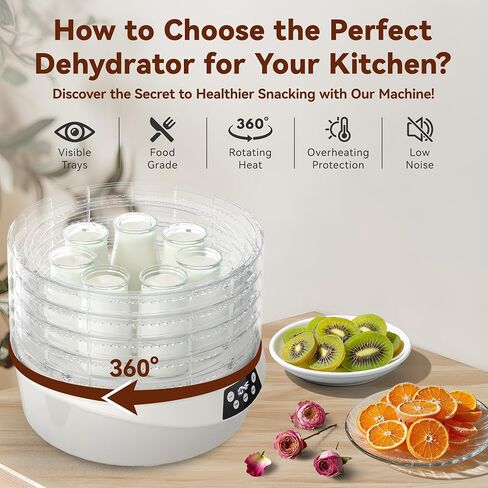 Food Dehydrator for Jerky, 5 BPA-Free Trays 400W Small Dehydrator Machine for Meat, Fruits, Mushroom, Herbs, Dog Treats, Digital Adjustable Timer & Temperature Control, Recipes Book included in Kuwait