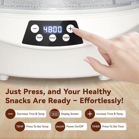 Food Dehydrator for Jerky, 5 BPA-Free Trays 400W Small Dehydrator Machine for Meat, Fruits, Mushroom, Herbs, Dog Treats, Digital Adjustable Timer & Temperature Control, Recipes Book included in Kuwait