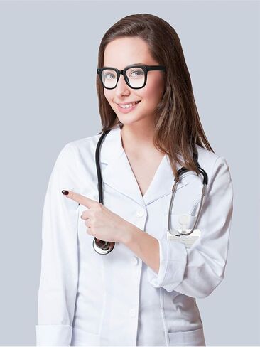 زي طبيب الساتيني للنساء البالغ عالمة معاطف مختبر أبيض طويل الأكمام مع سماعة الطبيب لممرضة الطبيب العلمي in Saudi Arabia