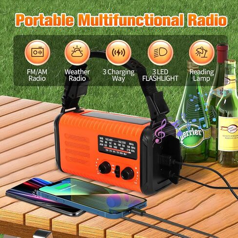 20000mAh/74000mWh Portable Emergency Weather Radio (Condor 1) NOAA/AM/FM with USB/Solar/Hand Crank Charging Battery Operated SOS Alarm & Flashlight for Indoor/Outdoor Emergencies Survival Supplies in Kuwait