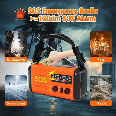 20000mAh/74000mWh Portable Emergency Weather Radio (Condor 1) NOAA/AM/FM with USB/Solar/Hand Crank Charging Battery Operated SOS Alarm & Flashlight for Indoor/Outdoor Emergencies Survival Supplies in Kuwait
