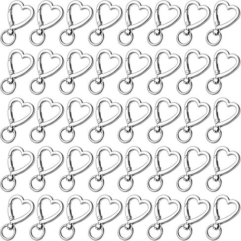 سلسلة مفاتيح شكل قلب معدني ، 20pcs مقاطع شريحة القلب carabiner للمفاتيح ، مقطع سلسلة مفاتيح الخطاف للمعصمين وحاملي البطاقات وسلاسل المفاتيح الصور in Kuwait