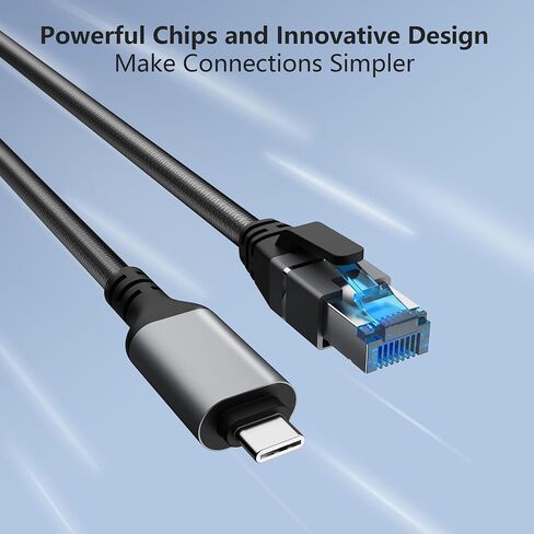 USB C إلى كبل Ethernet 15 قدمًا ، شبكة Gigabit ، النوع المسطح C إلى RJ45 LAN ، متصل مباشرة ، Thunderbolt 3/4 متوافق ، مع MacBook Pro/Air ، iPhone 15 ، iPad Pro ، Galaxy ، الهاتف الذكي ، الكمبيوتر المحمول ، الكمبيوتر الشخصي in Kuwait