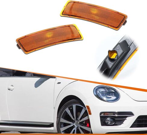 ADIIL Amber Lens Side Marker Lights Housings Compatible with VW Beetle 2012-2019，2018-up VW Ti-guan, Replace OEM Front Bumper Sidemarker Housing Kit in Saudi Arabia