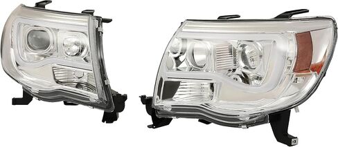 المصابيح الأمامية لمجلة الكوافو LED متوافقة مع 2005-2011 Toyota Tacoma DRL LED شريط الأنبوب الشريط مع السائق ومصابيح الهالوجين وعدسة جانب الركاب واضحة وإسكان أسود in Saudi Arabia