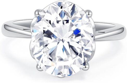 خاتم خطوبة Zirconia solitaire المتألقة للنساء ، 925 الفضة الاسترليني و 18 كيلوايت من الذهب الأبيض المطحون ، وعد الزفاف المقطوع بحجم 4.5-10 in Saudi Arabia
