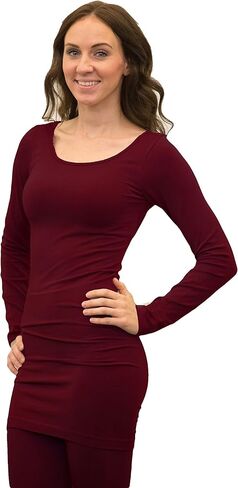 ELIETIAN Scoop Neck Long Sleeve Thigh-Length Layering Top in Saudi Arabia