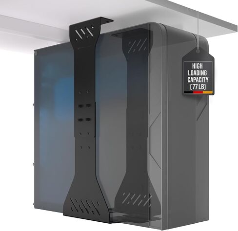 Heavy Duty Under Desk PC Holder – Up to 77 lbs Load Capacity - Adjustable Computer Tower Holder - Under Desk Computer Mount (White) in Saudi Arabia