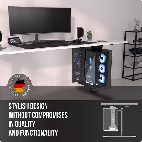 Heavy Duty Under Desk PC Holder – Up to 77 lbs Load Capacity - Adjustable Computer Tower Holder - Under Desk Computer Mount (White) in Saudi Arabia