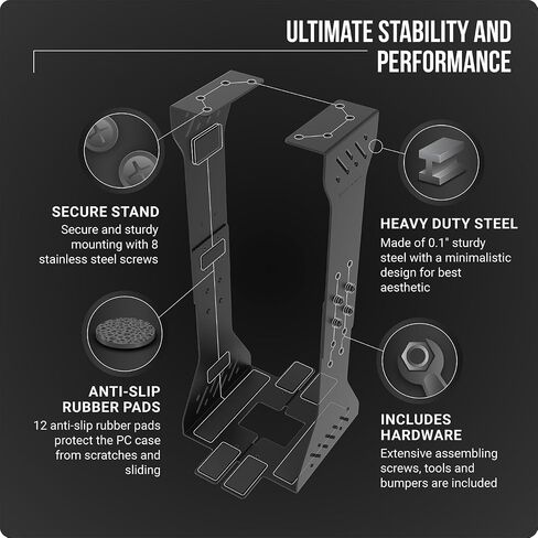 Heavy Duty Under Desk PC Holder – Up to 77 lbs Load Capacity - Adjustable Computer Tower Holder - Under Desk Computer Mount (White) in Saudi Arabia