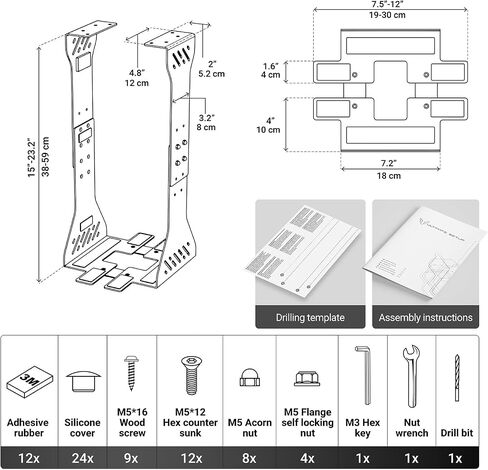 Heavy Duty Under Desk PC Holder – Up to 77 lbs Load Capacity - Adjustable Computer Tower Holder - Under Desk Computer Mount (White) in Saudi Arabia