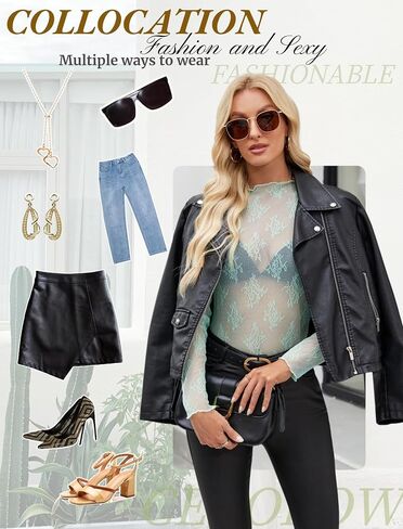 Womens Mesh Long Sleeve Tops Mock Neck Sexy See Through Tee Shirts Party Club Night Lace Blouse in Saudi Arabia