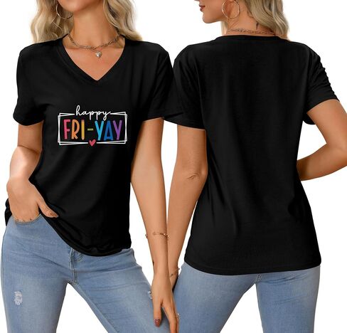Teacher Shirts Women Happy Friday Shirt Teacher Friyay T-Shirt Teacher Appreciation Graphic Tees Funny Weekend Tops in Saudi Arabia