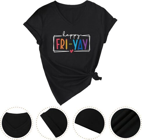 Teacher Shirts Women Happy Friday Shirt Teacher Friyay T-Shirt Teacher Appreciation Graphic Tees Funny Weekend Tops in Saudi Arabia
