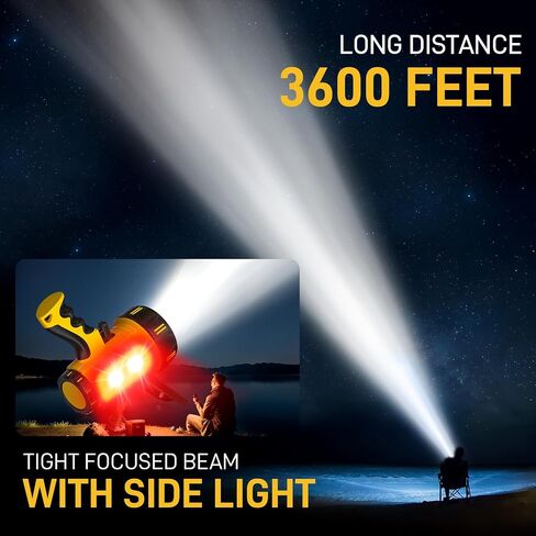 Super Bright Rechargeable Spotlight,2000,000 LM LED Flashlight Handheld Spotlight,10000mAh Spot Lights Outdoor Runtime Up to 48 Hrs,Flashlight Searchlight,Flood Camping Hunting Boating,with Tripod in Saudi Arabia