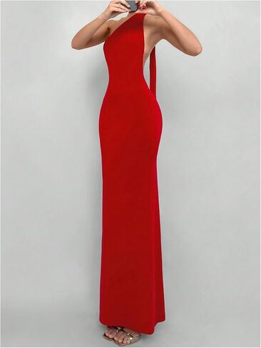 Gorglitter Open Women's Open Back Bodycon Maxi Dress in Saudi Arabia