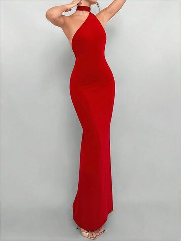 Gorglitter Open Women's Open Back Bodycon Maxi Dress in Saudi Arabia