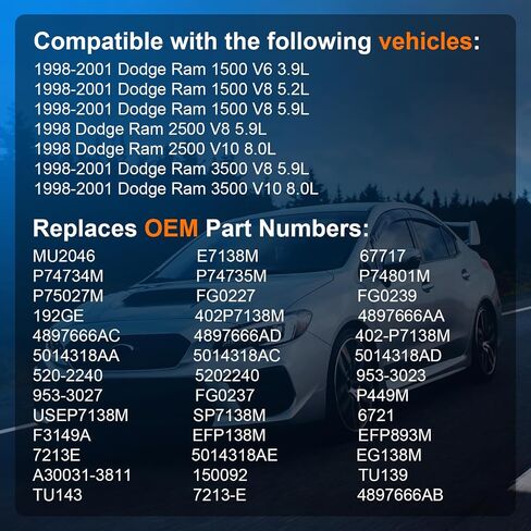 مجموعة مضخة الوقود الكهربائية (E7138M) متوافقة مع 1998 1999 2000 2001 Dodge RAM 1500 3.9L 5.2L 5.9L ، RAM 2500 5.9L 8.0L ، RAM 3500 5.9L 8.0L in Saudi Arabia