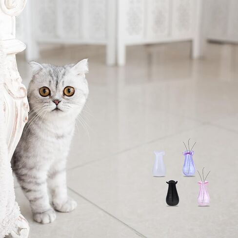 4Pcs Tiny Vases for Cat Whisker Vase Mini Flower Vase for Cat Whisker Micro Miniature Small Glass Vases Decor Micro Landscape Ornament (White, Pink, Purple, Black) in Saudi Arabia