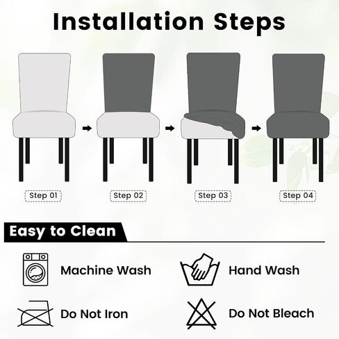 Rakila 4PC Solid Stretch Washable PU Leather Chair Covers, Waterproof Soft Removable Chair Seat Protector for Dining Kitchen, Khaki in Kuwait