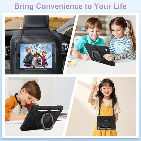 for iPad 9th/8th/7th Generation Case(2021/2020/2019),360°Rotating Handle Stand with[ Pencil Holder&Shoulder Strap] Heavy Duty Shockproof Kids Cover for iPad 10.2 inch (Black) in Kuwait