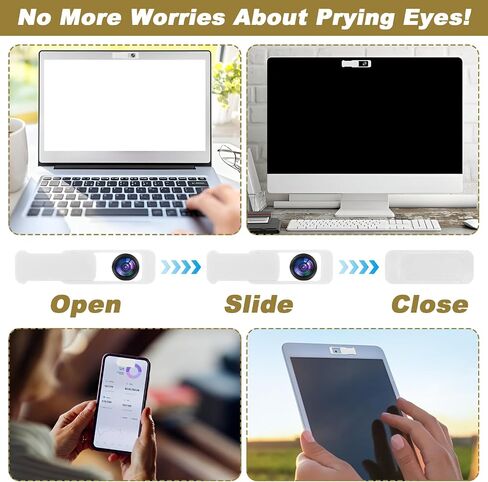 Webcam Cover Slide 8 Pieces Laptop Camera Cover, Web Camera Cover Privacy Shielding Computer Camera Blocker Compatible with Computer, Mobile Phones, Laptops, Protect Your Privacy and Security in Saudi Arabia