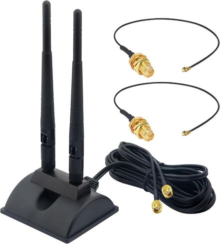 Strong Magnetic Base with Dual RP-SMA Female,3M (10ft) Low-Loss RG174 Cable for WiFi Antenna, WiFi Security System, DVR, PCI-E Card, USB Adapter, Wireless Router, Signal Booster in Saudi Arabia