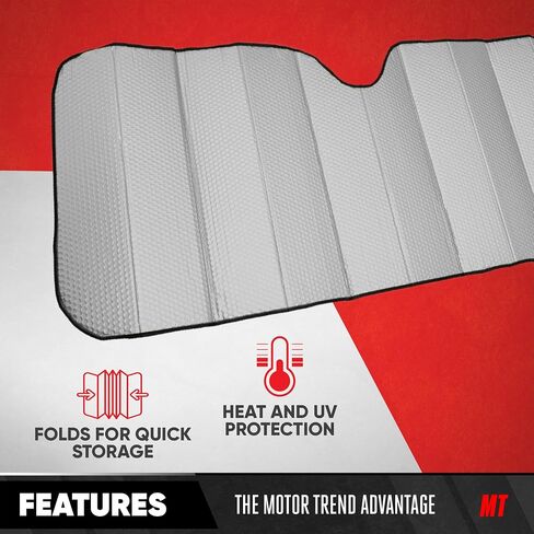 Motor Trend Front Windshield Sunshade - Gray Jumbo الأكورديون القابل للطي الظل التلقائي لشاحنة السيارة SUV 66 "× 27" in Saudi Arabia