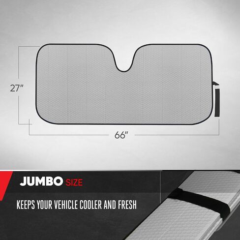 Motor Trend Front Windshield Sunshade - Gray Jumbo الأكورديون القابل للطي الظل التلقائي لشاحنة السيارة SUV 66 "× 27" in Saudi Arabia