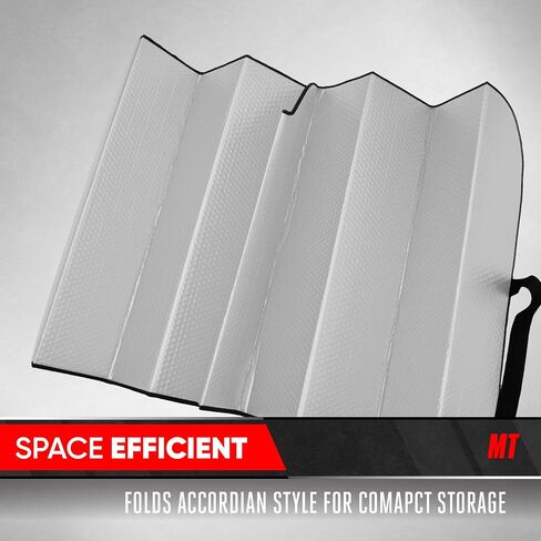 Motor Trend Front Windshield Sunshade - Gray Jumbo الأكورديون القابل للطي الظل التلقائي لشاحنة السيارة SUV 66 "× 27" in Saudi Arabia