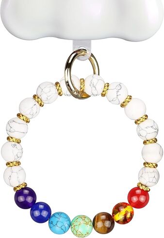 Evil Eye Phone Charms Lanyard Wristlet Strap Chakra Phone Case Chain Beaded Bracelet Keychain for Women (Pink Jasper) in Saudi Arabia