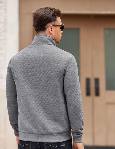 COOFANDY Mens Zip Up Sweatshirt Mock Neck Quilted Jacket Casual Lightweight Sweater Jackets with Pocket in Saudi Arabia