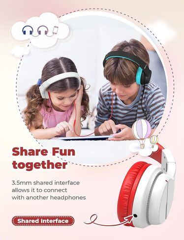 iClever HS19 Kids Headphones with Microphone for School, Volume Limiter 85/94dB, Over-Ear Girls Boys Headphones for Kids with Shareport, Foldable Wired Headphones for iPad/Travel (Black) in Saudi Arabia