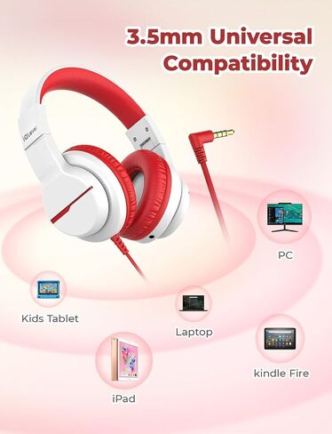 iClever HS19 Kids Headphones with Microphone for School, Volume Limiter 85/94dB, Over-Ear Girls Boys Headphones for Kids with Shareport, Foldable Wired Headphones for iPad/Travel (Black) in Saudi Arabia