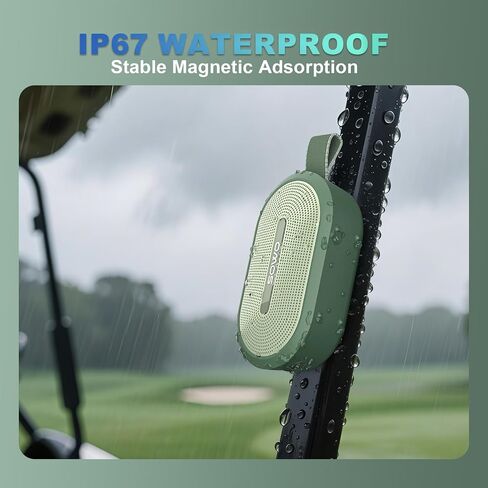 SOWO Wireless Portable Small Speaker, Ultra Magnetic Bluetooth Speaker for Golf Car, Coverless IP67 Waterproof, 24 H Playtime, Pro Sound, Clip On Design for Outdoor, Indoor - Black in Saudi Arabia