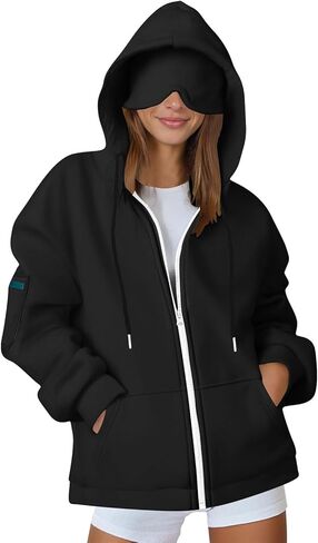 Zip Up Hoodie with Eye Mask Built In, Comfort Airplane Wearable Blanket Sweatshirt Men Women Sleep Clothes in Saudi Arabia