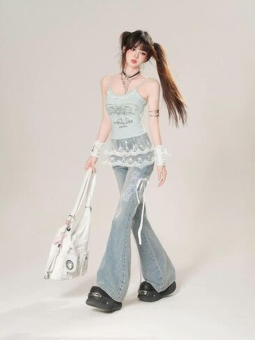 Women's Lace Decoration Cute Tank Bottoming Shirt Thin Elastic Fashion Underwear Suspender Trend Top in Saudi Arabia