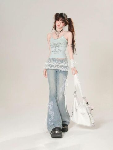 Women's Lace Decoration Cute Tank Bottoming Shirt Thin Elastic Fashion Underwear Suspender Trend Top in Saudi Arabia