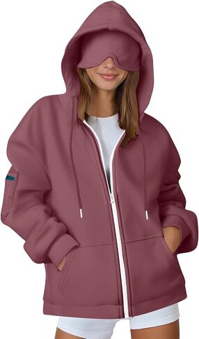Zip Up Hoodie مع قناع العين مبني في طائرة راحة يمكن ارتداؤها من النوع الثني للبلاغ in Kuwait