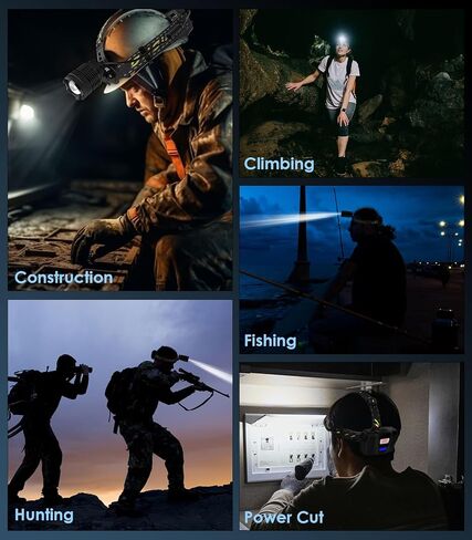 MoKo Rechargeable Headlamp, 3-in-1 2500 High Lumens Head Lamp with 9 LED, 13 Modes IP44 Waterproof LED Headlamp with 3 Color Temps, Running Headlight for Camping, Cycling, Hiking, Fishing, Black in Saudi Arabia