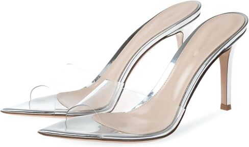 Women'S Transparent Strap Pointed Open Toe Stiletto Slide Sandals Fashion Slip On Sexy Clear High Heel Mule Sandals Summer Backless Party Prom Wedding Dress Slipper Shoes in Kuwait